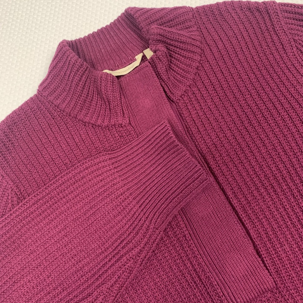 Soft Surroundings Burgundy Ribbed Tunic Sweater Women Sz 2X Mock Neck Snap Front